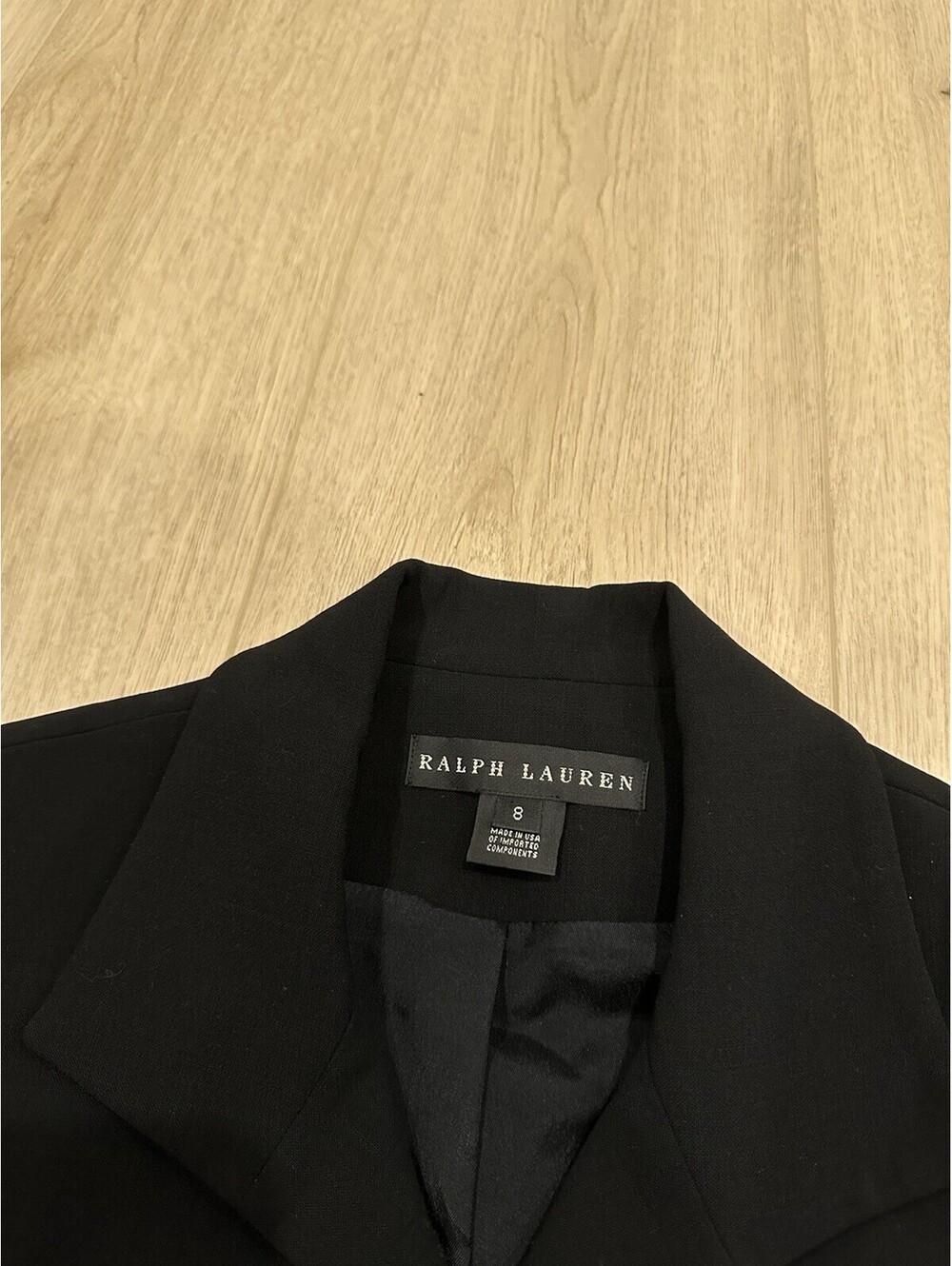 VTG Ralph Lauren Black Label Wool Blend Stretch Blazer Jacket Made In USA Sz 8 - Picture 5 of 15